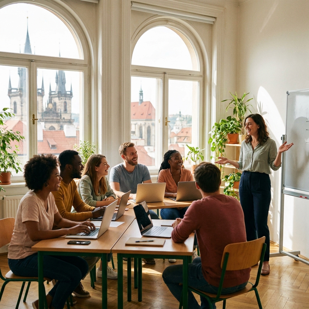 Студенты AI Club Prague в аудитории